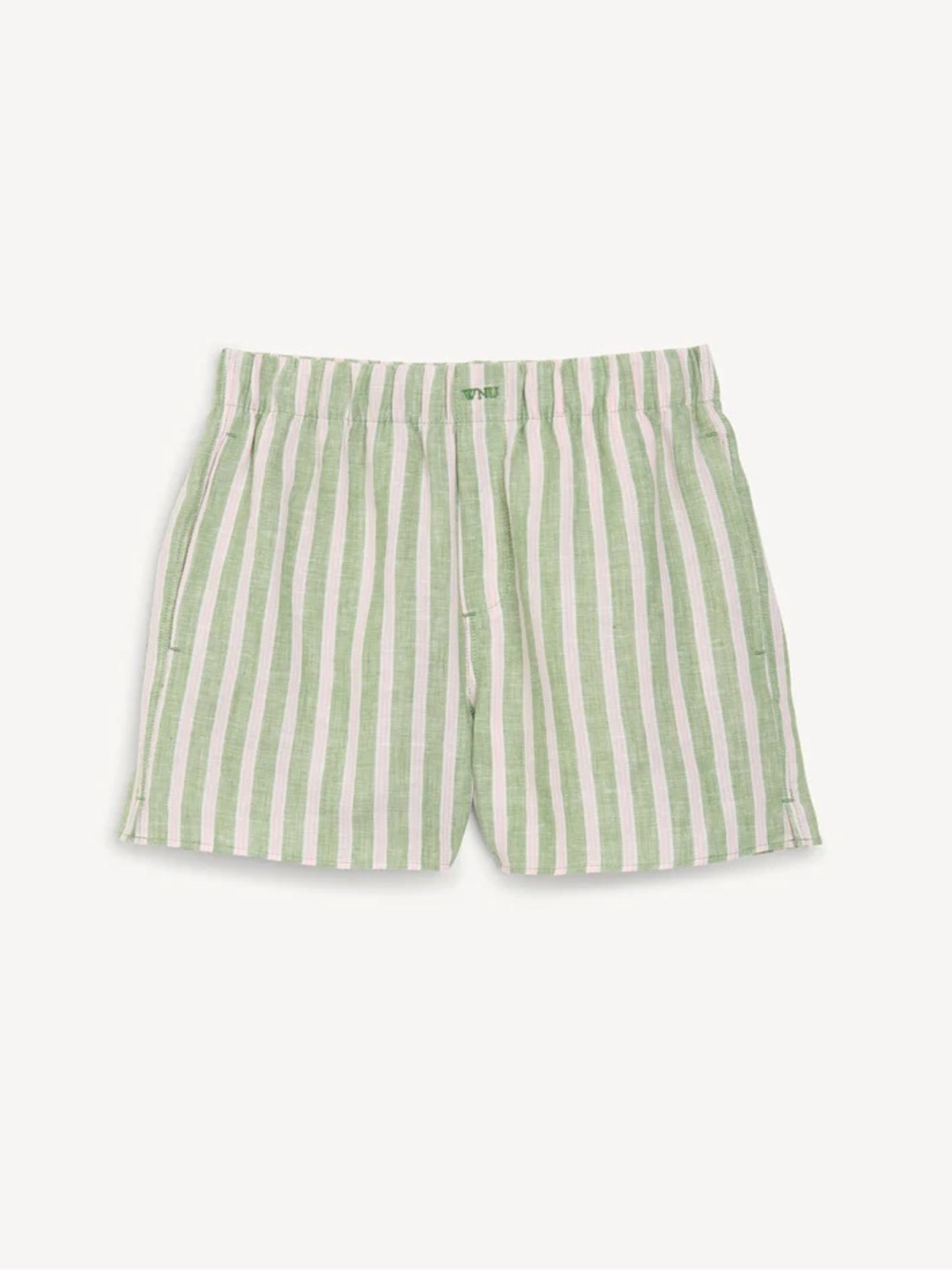WNU The Boxer Shorts Linen Green and Pink Stripe NWT